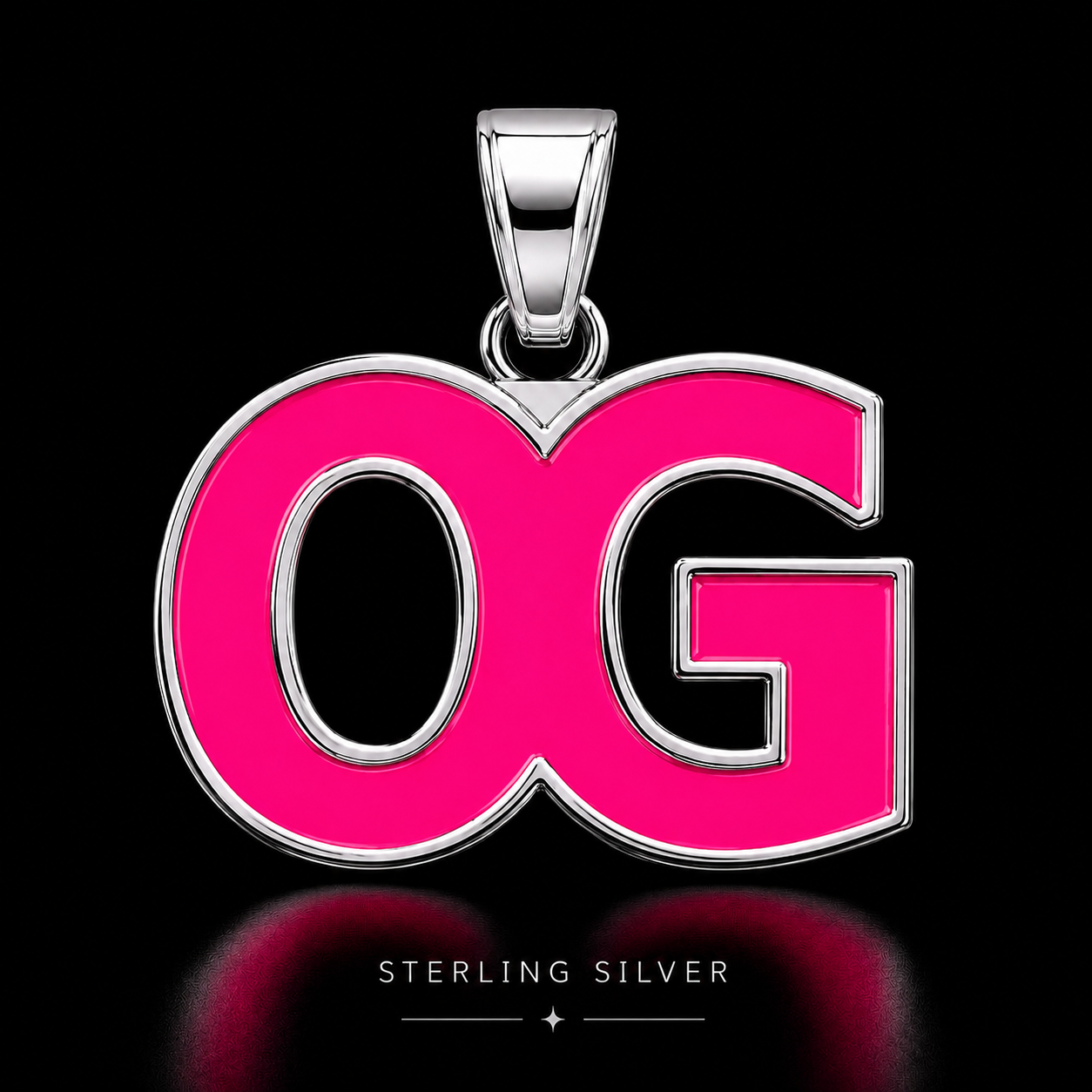 Ladies OG Pink Pendant Necklace – Sterling Silver Finish