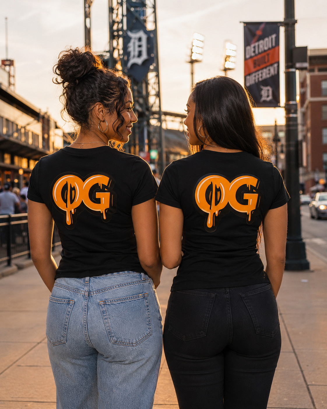 Women’s OG Drip Tee – Motor City Navy & Orange Edition