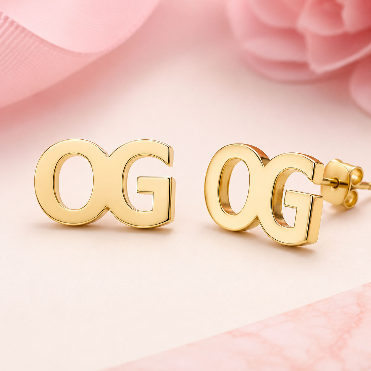 Ladies OG Signature Stud Earrings — 14K Gold Plated
