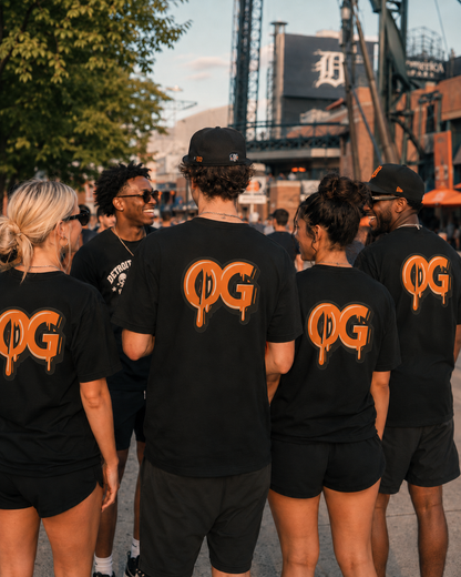 Men’s OG Drip Tee – Motor City Navy & Orange Edition