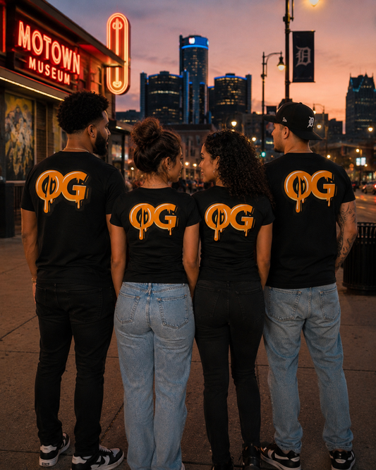 Men’s OG Drip Tee – Motor City Navy & Orange Edition