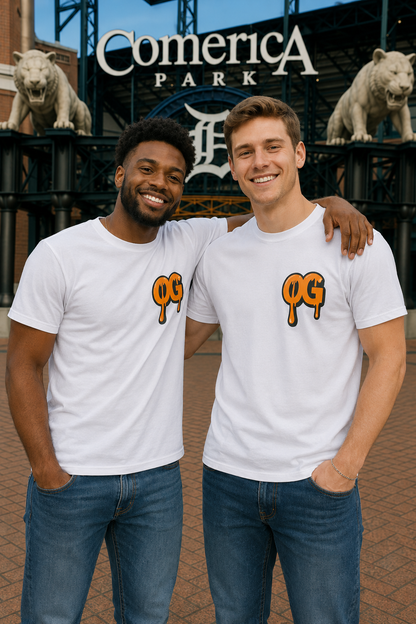 Men’s OG Navy & Orange Drip Tee – Motor City Orange Edition