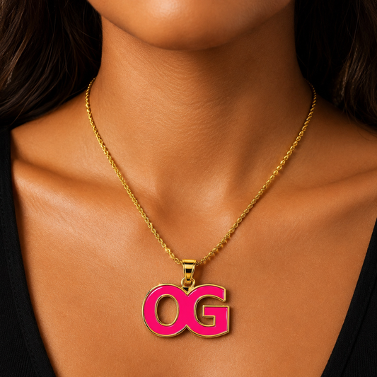 Ladies OG Pink Pendant Necklace – 18K Gold Vermeil